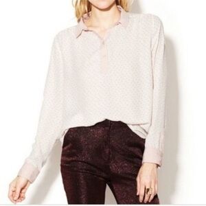 Free people equine horse print sheer Henley popover blouse S